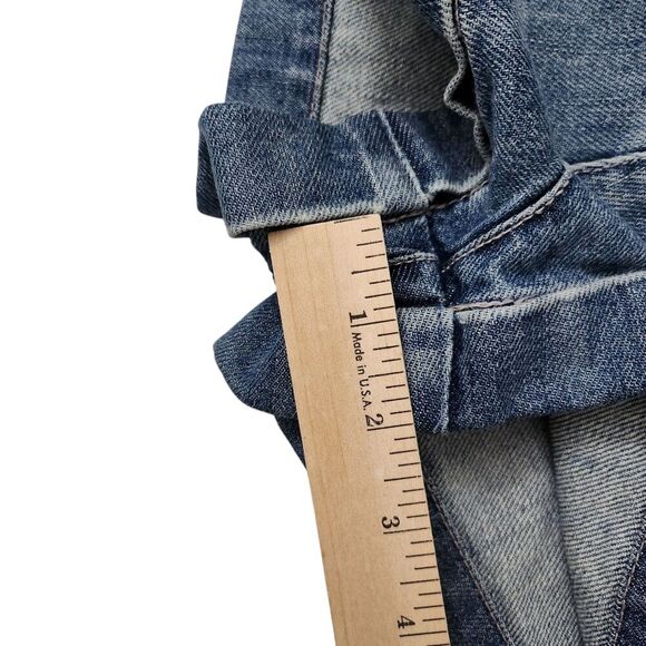 Manoush Denim Shorts Womens 8 Blue Cut-off Patchwork High-Rise Venice Beach Boho - Picture 11 of 12